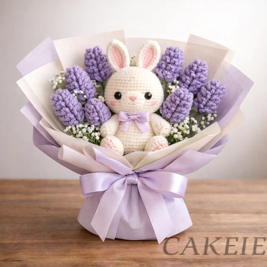 Crochet Lavender Bouquet with Bunny